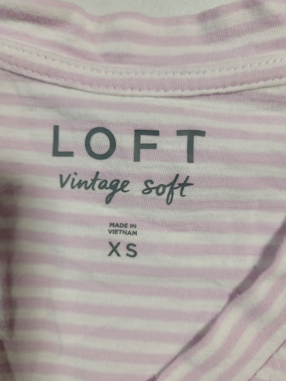 LOFT Vintage Soft Striped V-Neck Tee in Light Pink & White_2